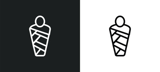 mummy icon isolated in white and black colors. mummy outline vector icon from history collection for web, mobile apps and ui.