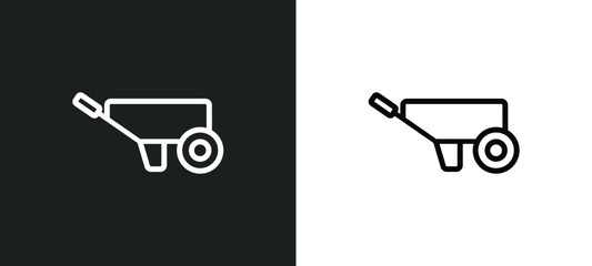 wheelbarrow icon isolated in white and black colors. wheelbarrow outline vector icon from history collection for web, mobile apps and ui.
