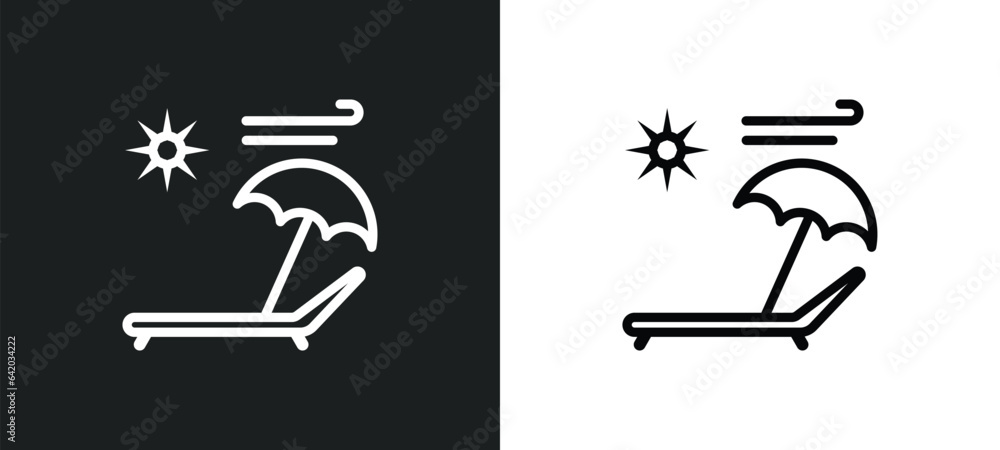 Poster sunbathing icon isolated in white and black colors. sunbathing outline vector icon from holidays col