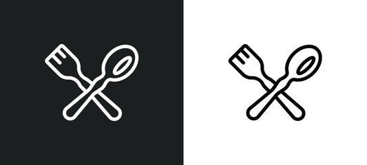 eating utensils icon isolated in white and black colors. eating utensils outline vector icon from hotel and restaurant collection for web, mobile apps and ui. - obrazy, fototapety, plakaty