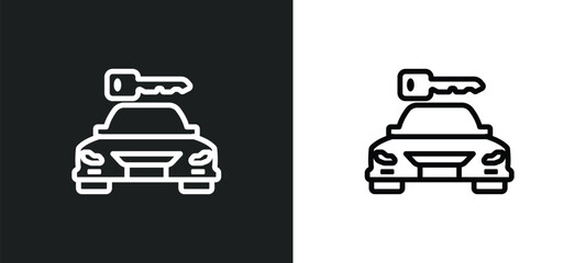 rent a car icon isolated in white and black colors. rent a car outline vector icon from hotel and restaurant collection for web, mobile apps and ui.