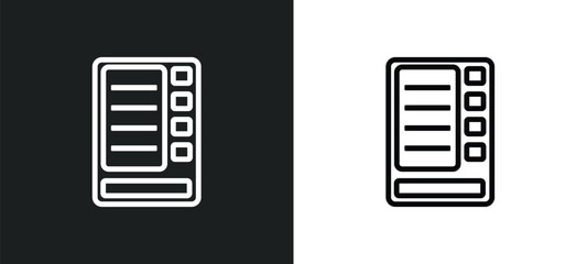 vending hine icon isolated in white and black colors. vending hine outline vector icon from hotel and restaurant collection for web, mobile apps and ui.
