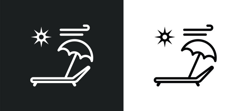 sunbathing icon isolated in white and black colors. sunbathing outline vector icon from holidays collection for web, mobile apps and ui.