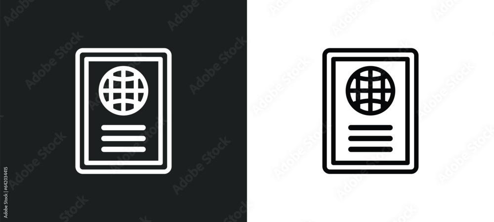 Poster passport icon isolated in white and black colors. passport outline vector icon from hotel collection