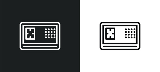 safe icon isolated in white and black colors. safe outline vector icon from hotel collection for web, mobile apps and ui. - obrazy, fototapety, plakaty
