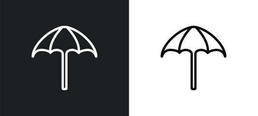 beach umbrella icon isolated in white and black colors. beach umbrella outline vector icon from accommodation collection for web, mobile apps and ui.