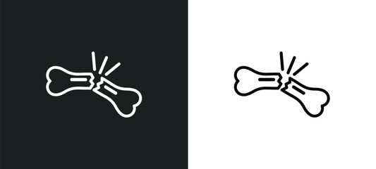 broken bone icon isolated in white and black colors. broken bone outline vector icon from human body parts collection for web, mobile apps and ui. - obrazy, fototapety, plakaty