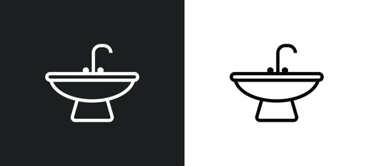 washbowl icon isolated in white and black colors. washbowl outline vector icon from hygiene collection for web, mobile apps and ui.