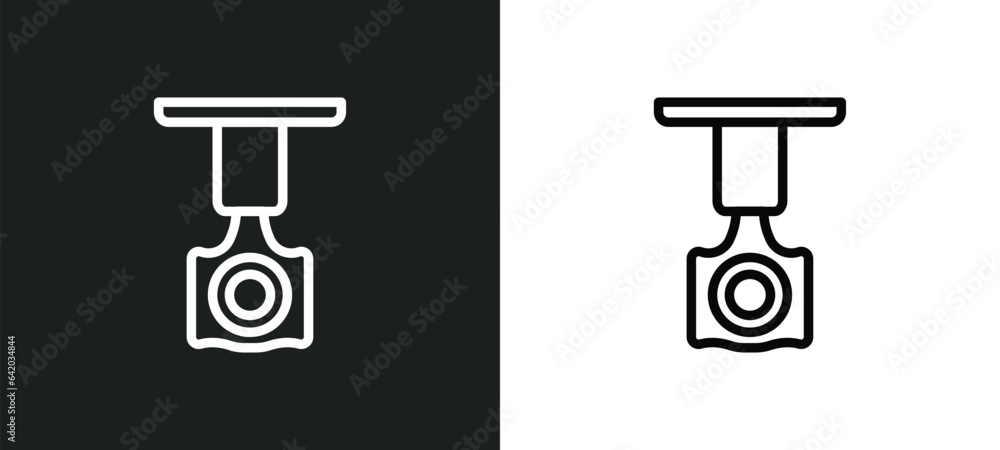 Poster piston icon isolated in white and black colors. piston outline vector icon from industry collection 