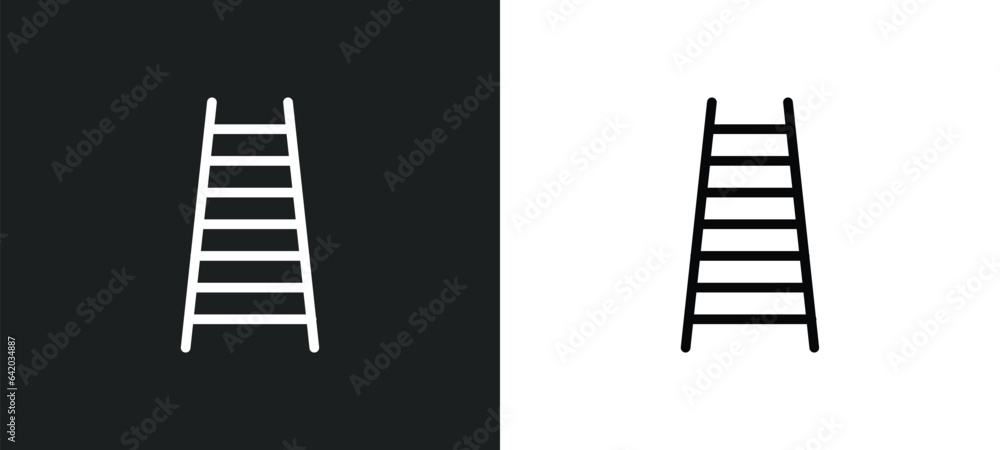 Poster step ladder icon isolated in white and black colors. step ladder outline vector icon from industry c