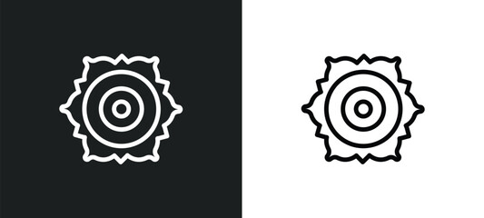 chakra icon isolated in white and black colors. chakra outline vector icon from india and holi collection for web, mobile apps and ui.