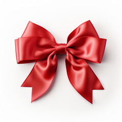 Red ribbon and bow isolated on white, ai technology