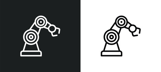 robotic arm, icon isolated in white and black colors. robotic arm, outline vector icon from industry collection for web, mobile apps and ui.