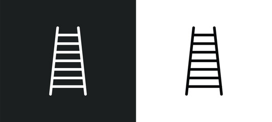 step ladder icon isolated in white and black colors. step ladder outline vector icon from industry collection for web, mobile apps and ui.