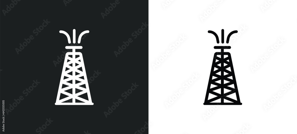 Poster derrick icon isolated in white and black colors. derrick outline vector icon from industry collectio