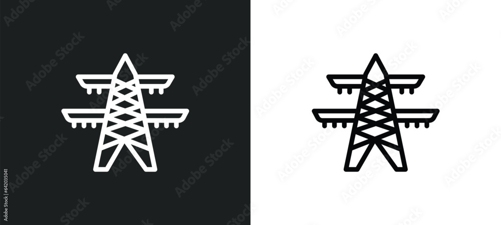 Aufkleber power line icon isolated in white and black colors. power line outline vector icon from industry col