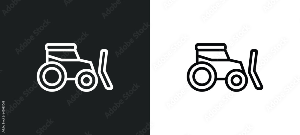 Poster skid loader icon isolated in white and black colors. skid loader outline vector icon from industry c