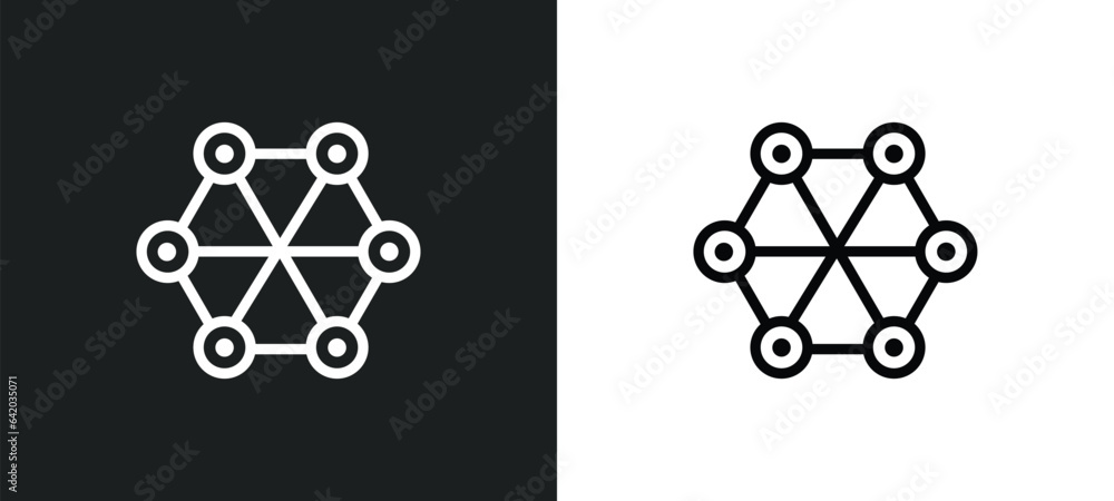 Poster interconnected icon isolated in white and black colors. interconnected outline vector icon from info