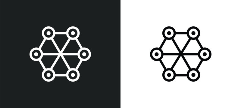 interconnected icon isolated in white and black colors. interconnected outline vector icon from infographics collection for web, mobile apps and ui.
