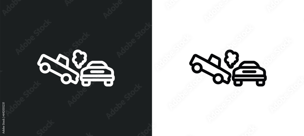 Aufkleber side crash icon isolated in white and black colors. side crash outline vector icon from insurance co