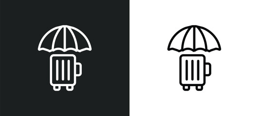 luggage insurance icon isolated in white and black colors. luggage insurance outline vector icon from insurance collection for web, mobile apps and ui.