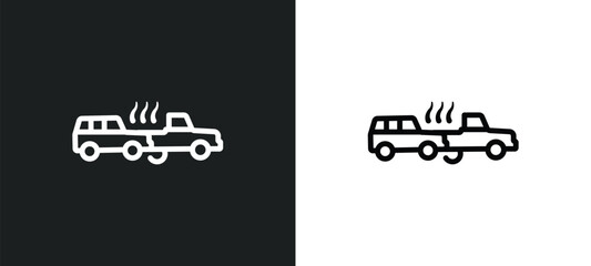 rear end collision icon isolated in white and black colors. rear end collision outline vector icon from insurance collection for web, mobile apps and ui.