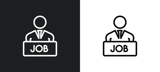 unemployed icon isolated in white and black colors. unemployed outline vector icon from insurance collection for web, mobile apps and ui. - obrazy, fototapety, plakaty