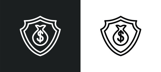 money insurance icon isolated in white and black colors. money insurance outline vector icon from insurance collection for web, mobile apps and ui.