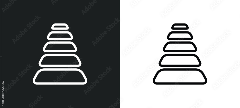 Poster pyramidal toy icon isolated in white and black colors. pyramidal toy outline vector icon from kid an