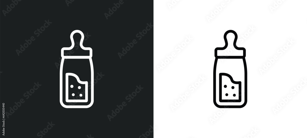 Poster feeder icon isolated in white and black colors. feeder outline vector icon from kid and baby collect