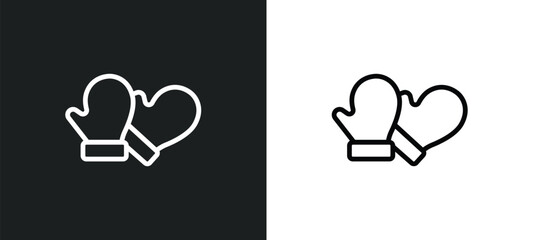 mitten icon isolated in white and black colors. mitten outline vector icon from kitchen collection for web, mobile apps and ui.