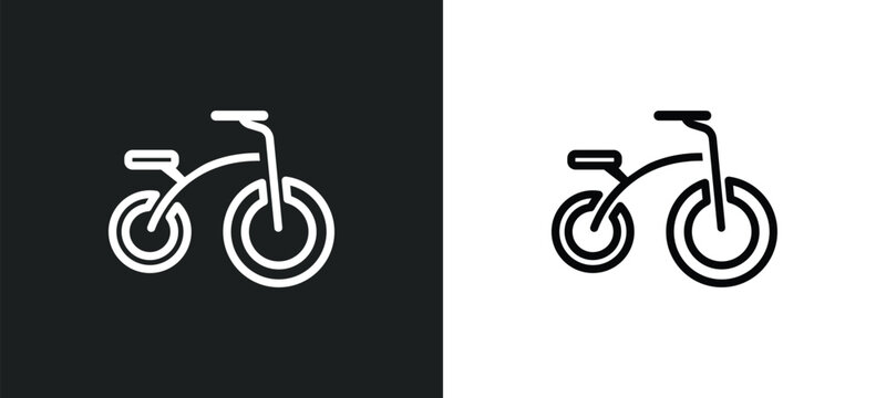 tricycle icon isolated in white and black colors. tricycle outline vector icon from kid and baby collection for web, mobile apps and ui.