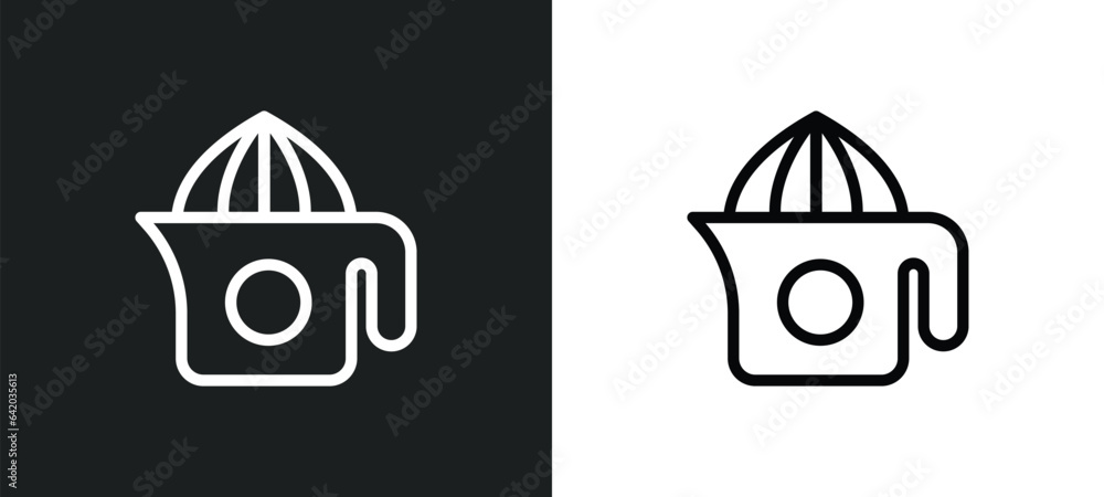 Poster squeezer icon isolated in white and black colors. squeezer outline vector icon from kitchen collecti