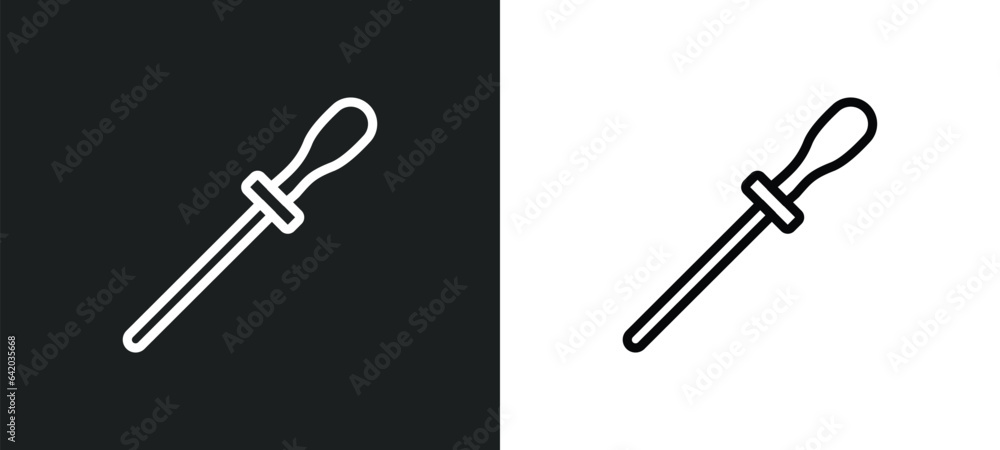 Aufkleber knife sharpener icon isolated in white and black colors. knife sharpener outline vector icon from ki