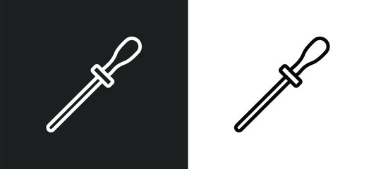 knife sharpener icon isolated in white and black colors. knife sharpener outline vector icon from kitchen collection for web, mobile apps and ui.