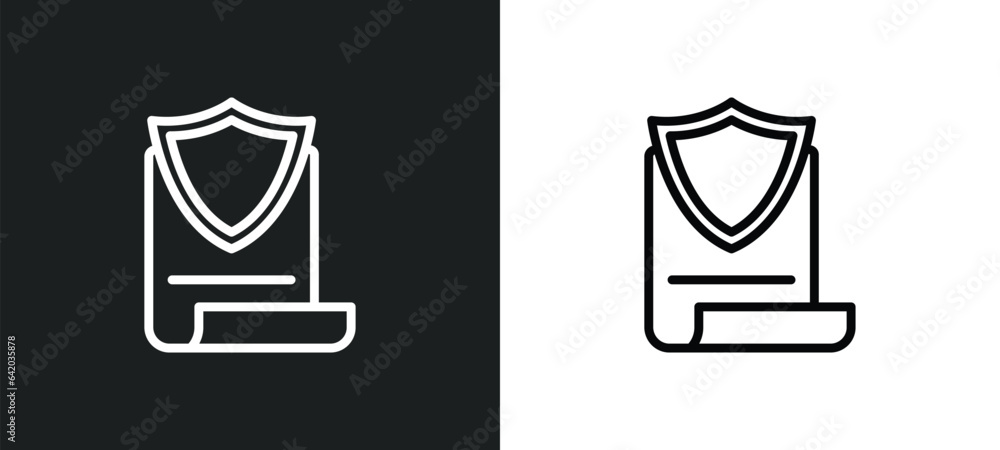 Poster policy icon isolated in white and black colors. policy outline vector icon from law and justice coll