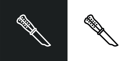 butterfly knife icon isolated in white and black colors. butterfly knife outline vector icon from law and justice collection for web, mobile apps and ui.