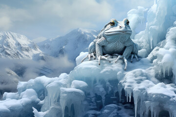 Arctic frog in the winter