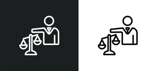 advocate icon isolated in white and black colors. advocate outline vector icon from law and justice collection for web, mobile apps and ui.