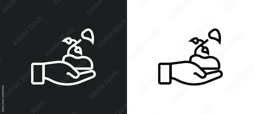 Poster grows icon isolated in white and black colors. grows outline vector icon from nature collection for 