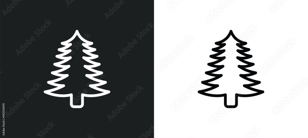 Poster white spruce tree icon isolated in white and black colors. white spruce tree outline vector icon fro