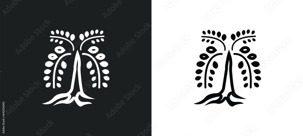Poster black willow tree icon isolated in white and black colors. black willow tree outline vector icon fro