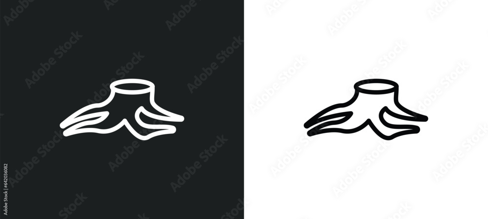 Poster deforestation icon isolated in white and black colors. deforestation outline vector icon from nature