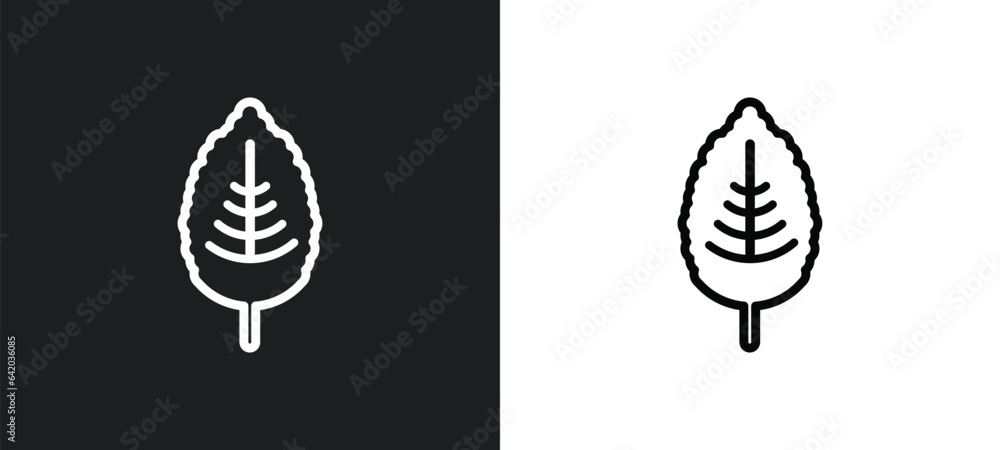 Poster plum leaf icon isolated in white and black colors. plum leaf outline vector icon from nature collect