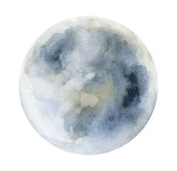 The moon. Watercolor illustration.