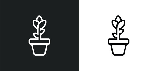 flower pot icon isolated in white and black colors. flower pot outline vector icon from nature collection for web, mobile apps and ui.