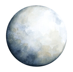 The moon. Watercolor illustration.