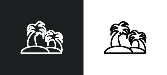 palm islands icon isolated in white and black colors. palm islands outline vector icon from nature collection for web, mobile apps and ui.