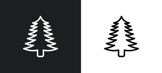 white spruce tree icon isolated in white and black colors. white spruce tree outline vector icon from nature collection for web, mobile apps and ui. - obrazy, fototapety, plakaty