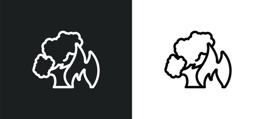 forest fire icon isolated in white and black colors. forest fire outline vector icon from nature collection for web, mobile apps and ui.